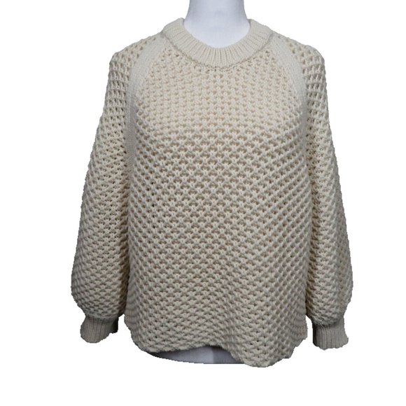 Apiece Apart Women's Medium Cream Chunky Open Knit Oversized Slouchy Sweater - Picture 6 of 8